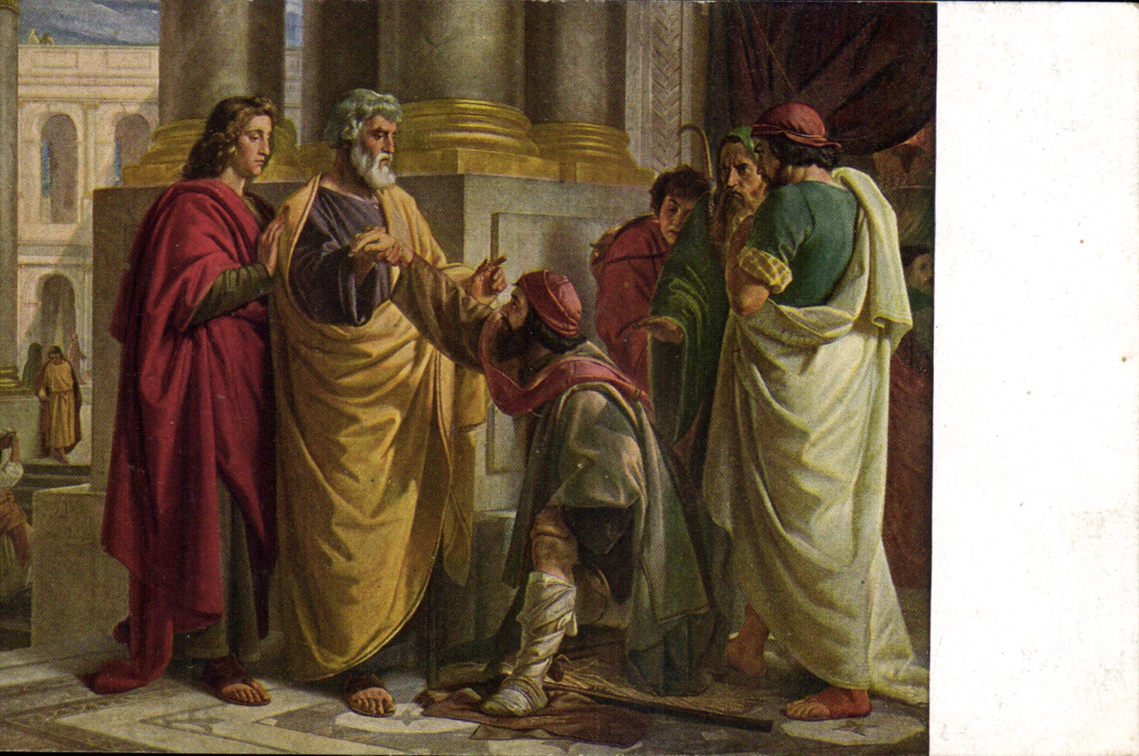 CPA Museum der Bildenden Kunste zu Leipzig A Rethel Petrus und Johannes heilen den Lahmen