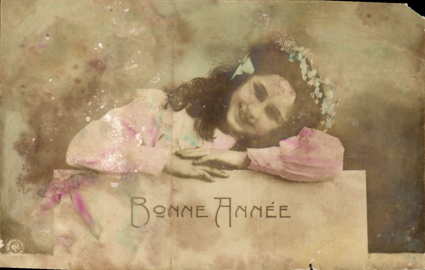 CPA Bonne Annee Femme