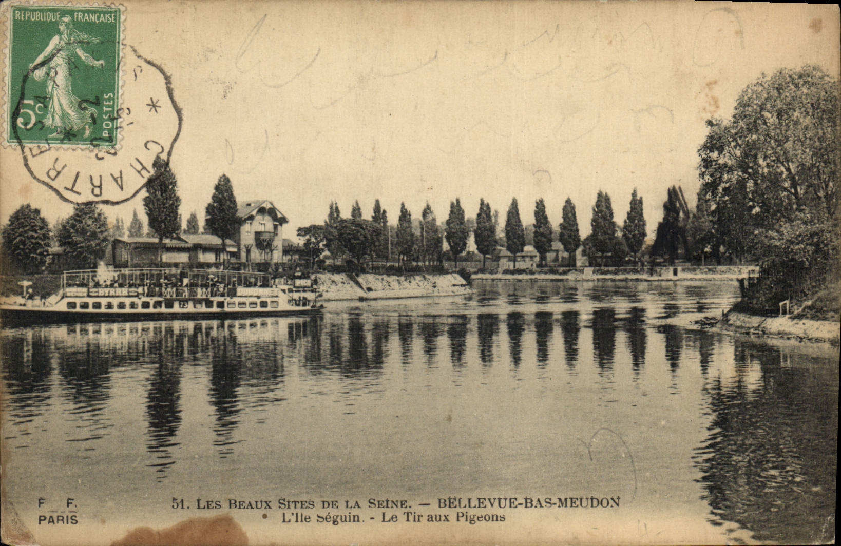 CPA Les Beaux Sites de la Seine Bellevue Bas Meudon l'Ile Seguin le Tiraux Pigeons 