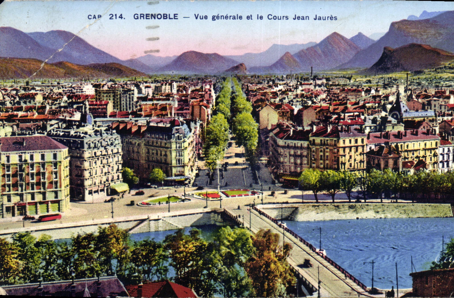 CPA Grenoble vue generale et Cours Jean Jaures 