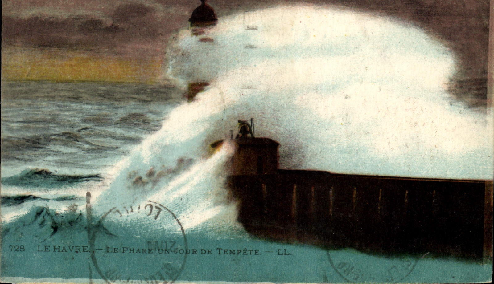 CPA Le Havre le Phare un jour de Tempete