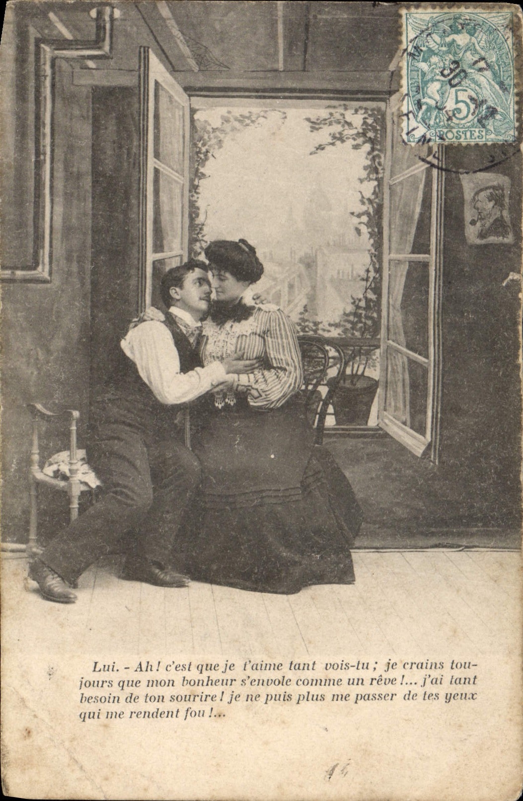 CPA Lui Ah c'est que je l'aime tant vois tu je crains touhours que mon bonheur s'envole comme un rev