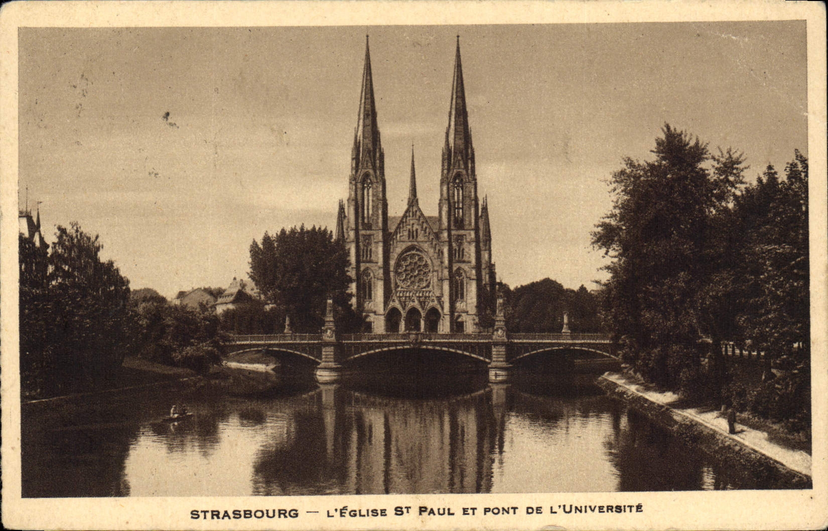 CPA Strasbourg l'Eglise St Paul et Pont de l'universite 