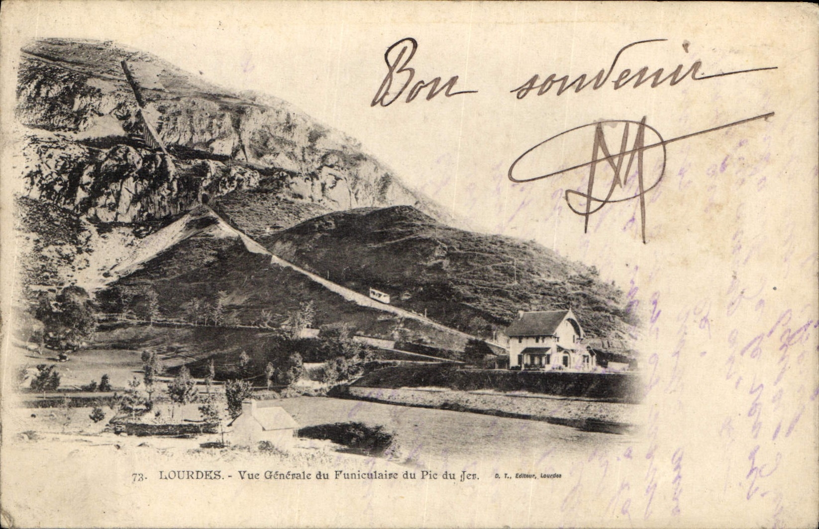 CPA Lourdes vue generale du funicalaire du Pic du Jer 