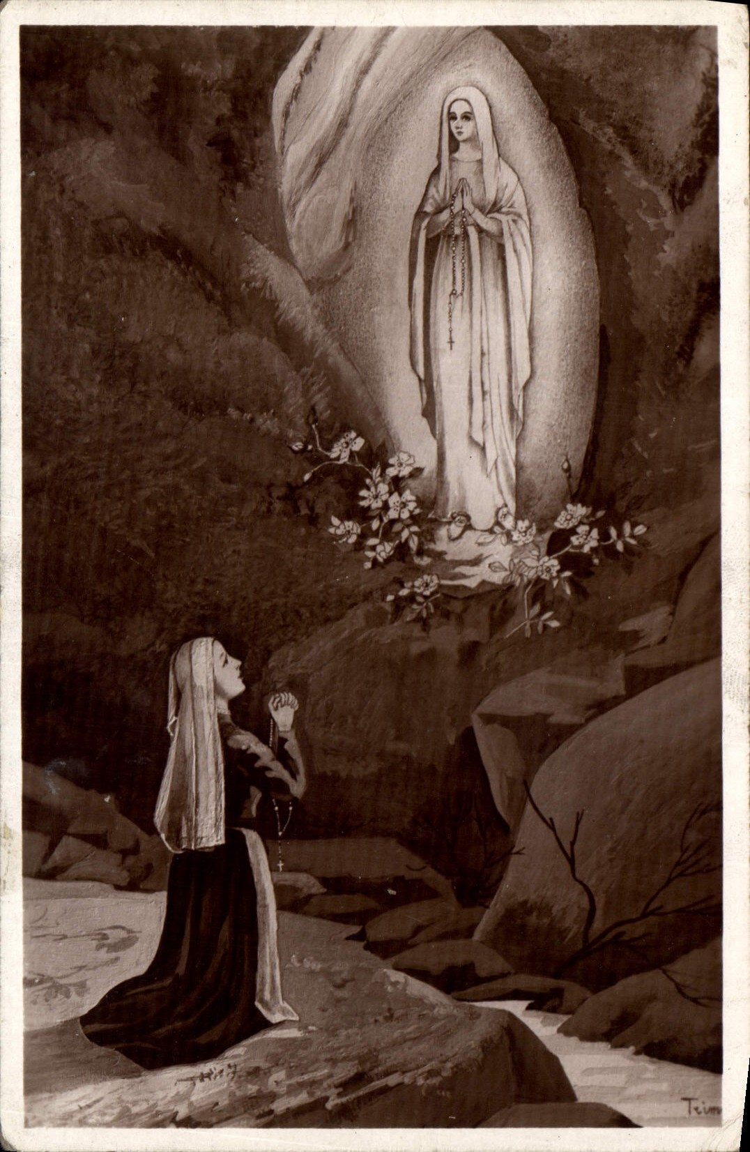 CPA Lourdes Apparition de la Tres Sainte Vierge a Bernadette Soubirous 