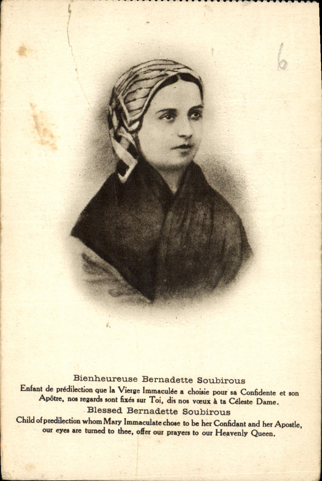 CPA Bienheureuse Bernadette Soubirous Enfant de predilection que la Vierge Immaculee a choisie pour