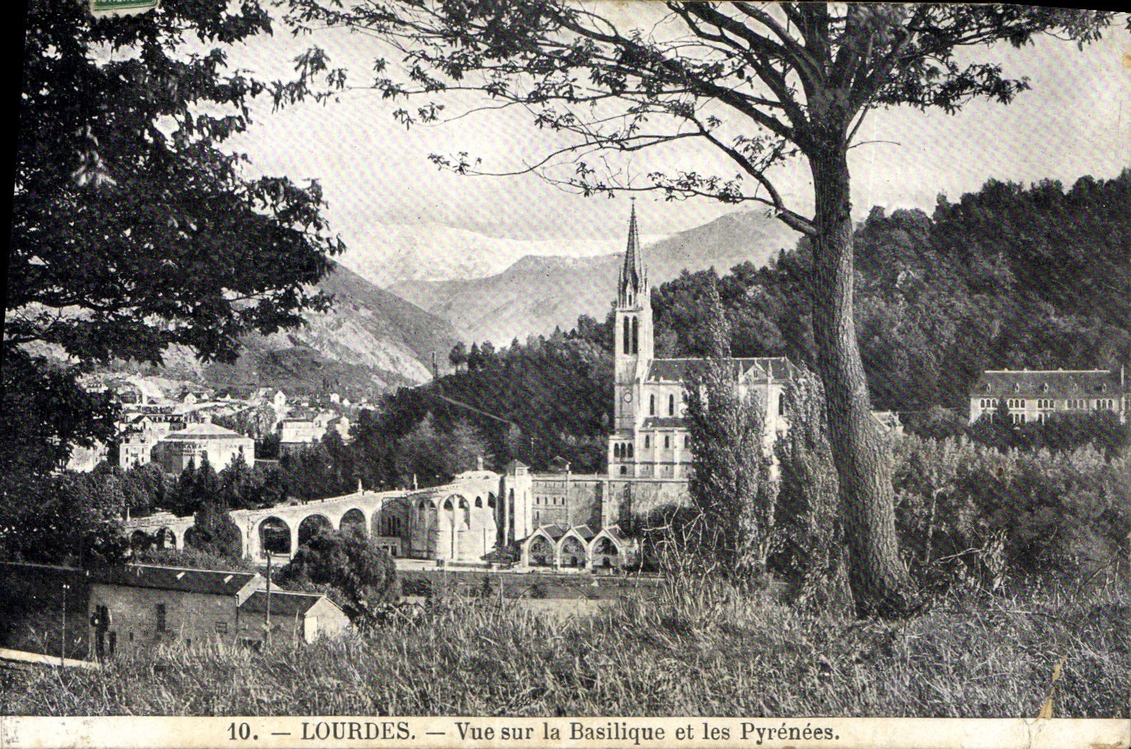 CPA Lourdes vue sur la Basilique et les Pyrenees 