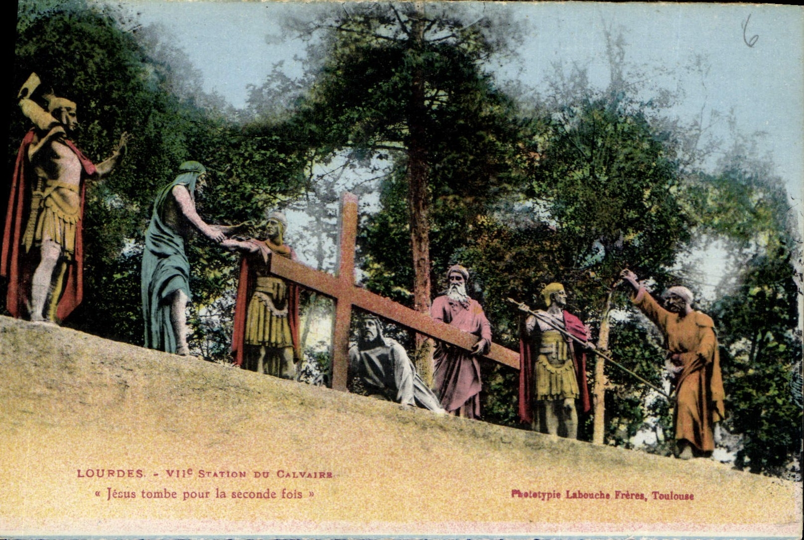 CPA Lourdes VII S station du Calvaire jesus tombe pour la seconde fois 