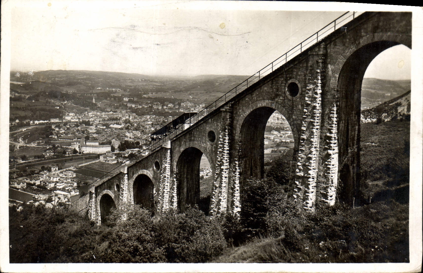 CPA Lourdes Funiculaire du Pic du Jer le Viaduc et la Ville 