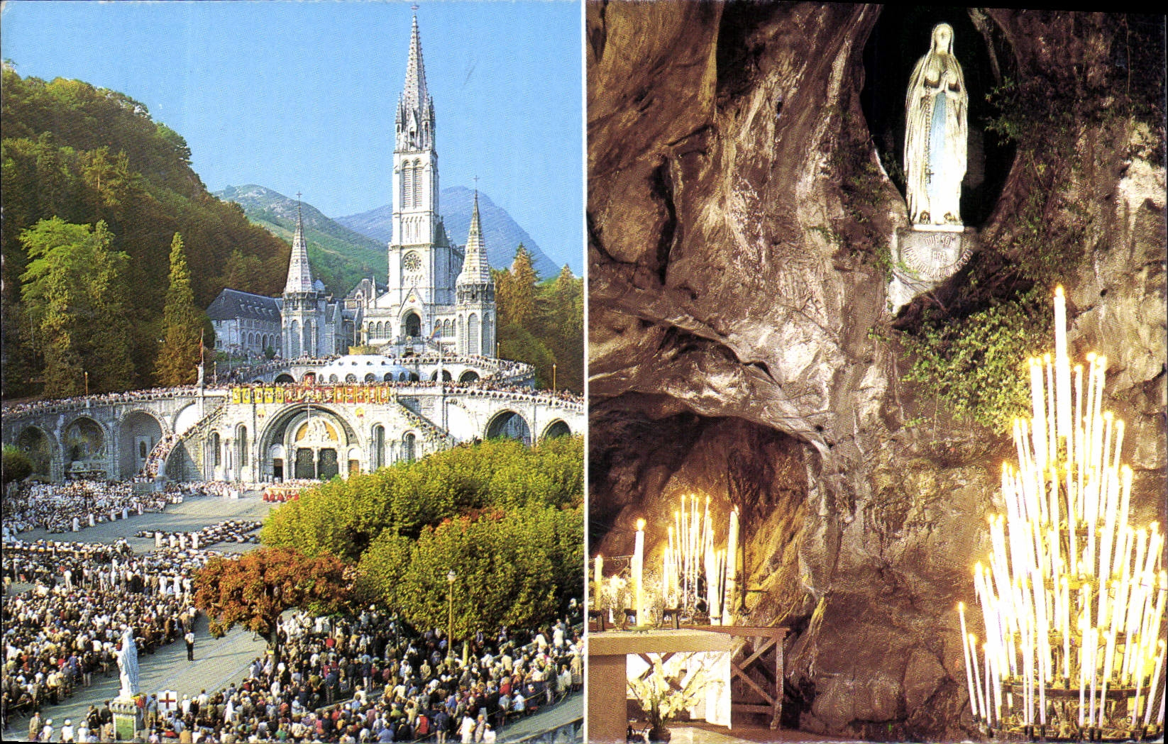 CPA Lourdes la Basilique et la Grotte 