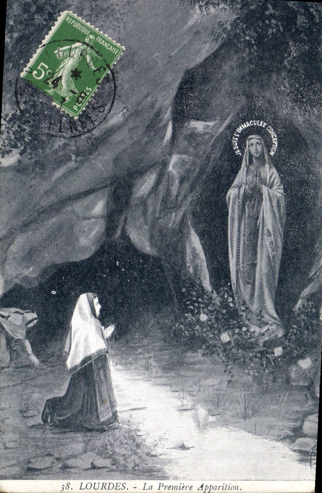 CPA Lourdes La Premiere Apparition 