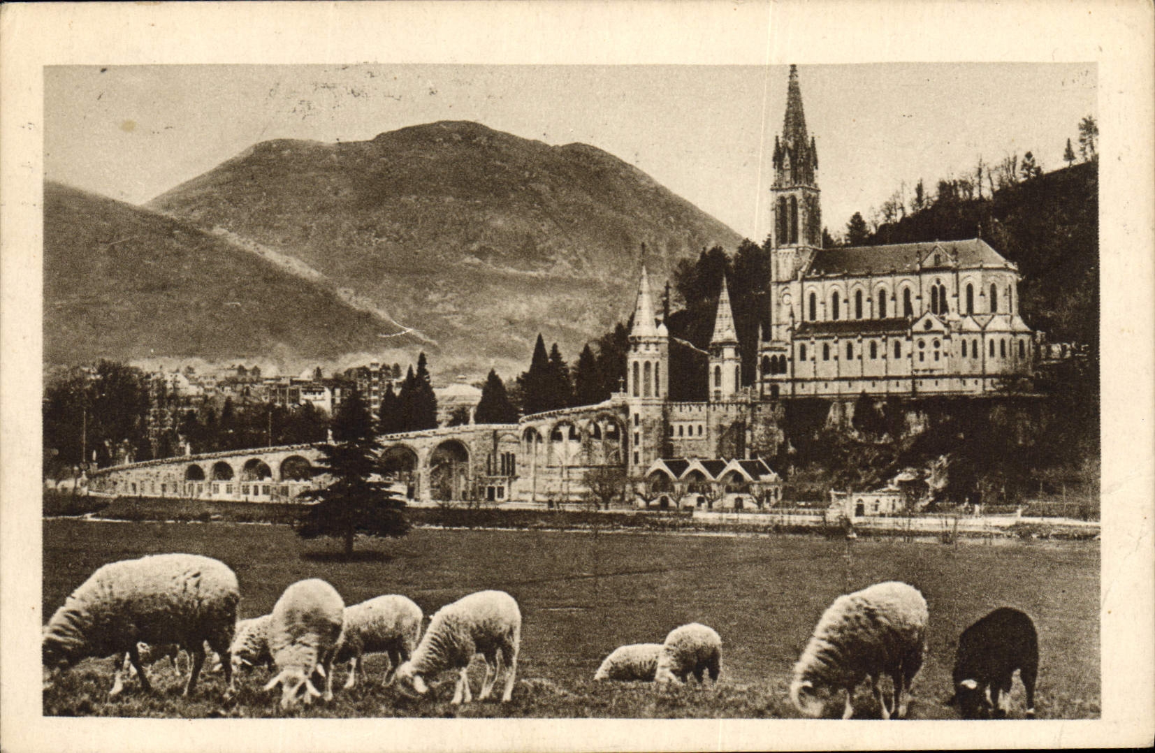 CPA Lourdes La Basilique et le Pic du Jer 