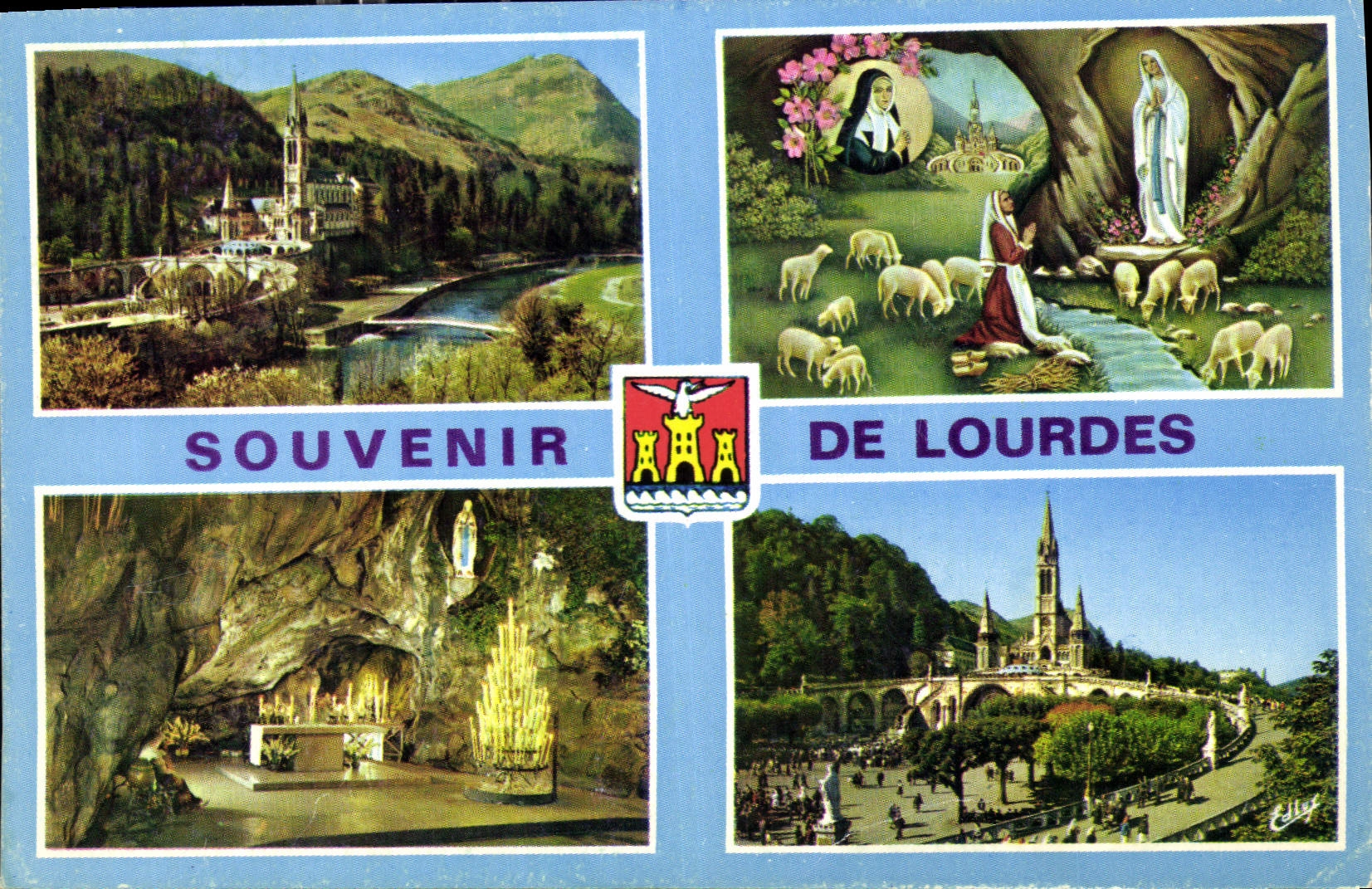 CPA Lourdes L'Apparition la Basilique et la Grotte 