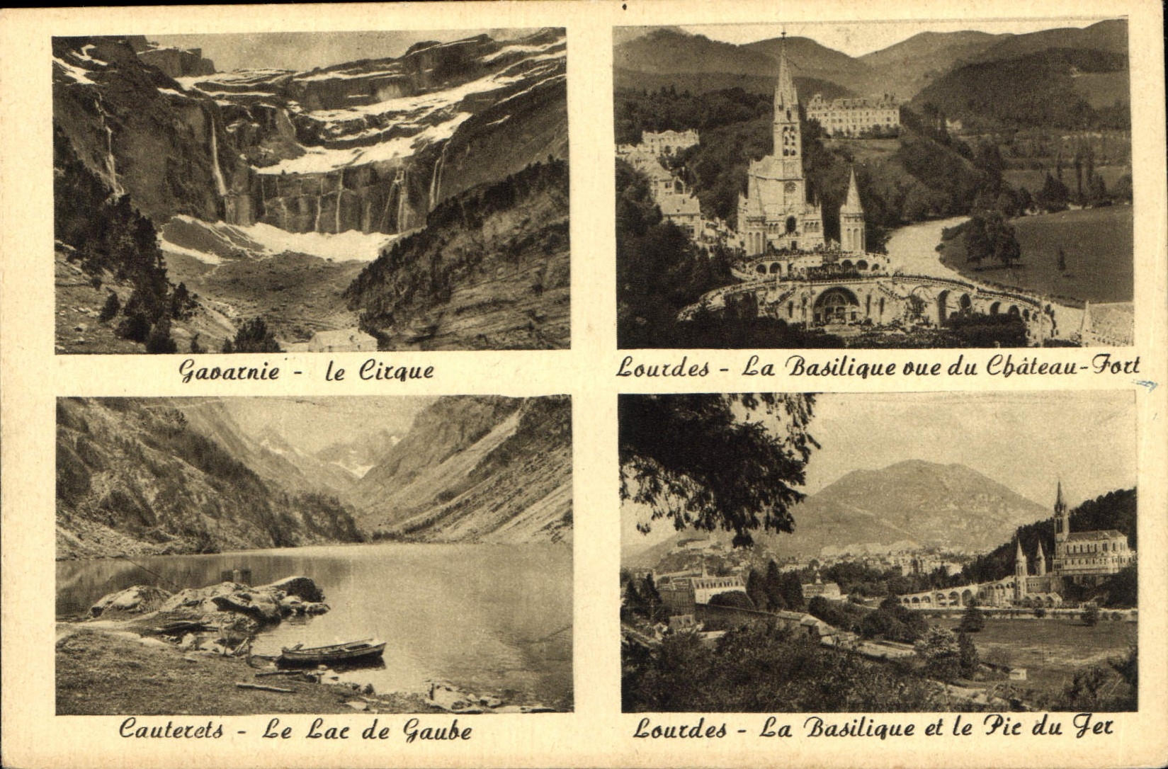 CPA Gavarnie Le Ciqrue Lourdes La Basilique vue du Chateau Fort Cauterets Le Lac de Gaube Lourdes La