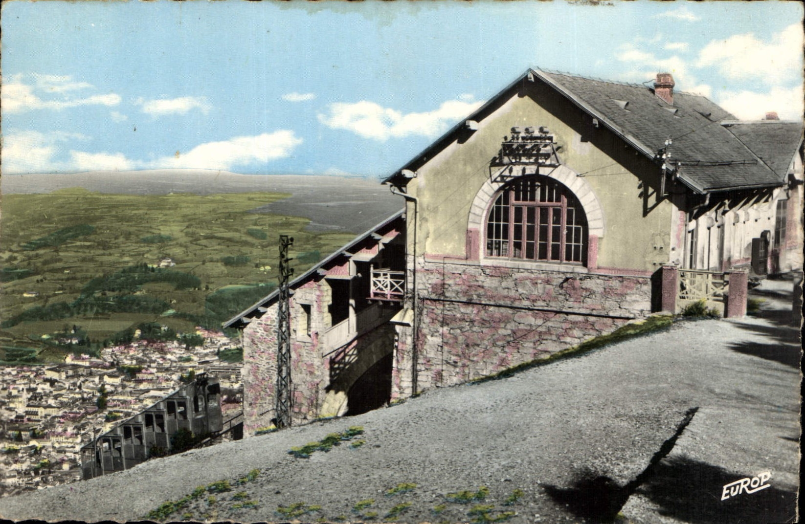 CPA Lourdes Gare Superrieure du Funiculaire du Pic du Jer et Ville de Lourdes 