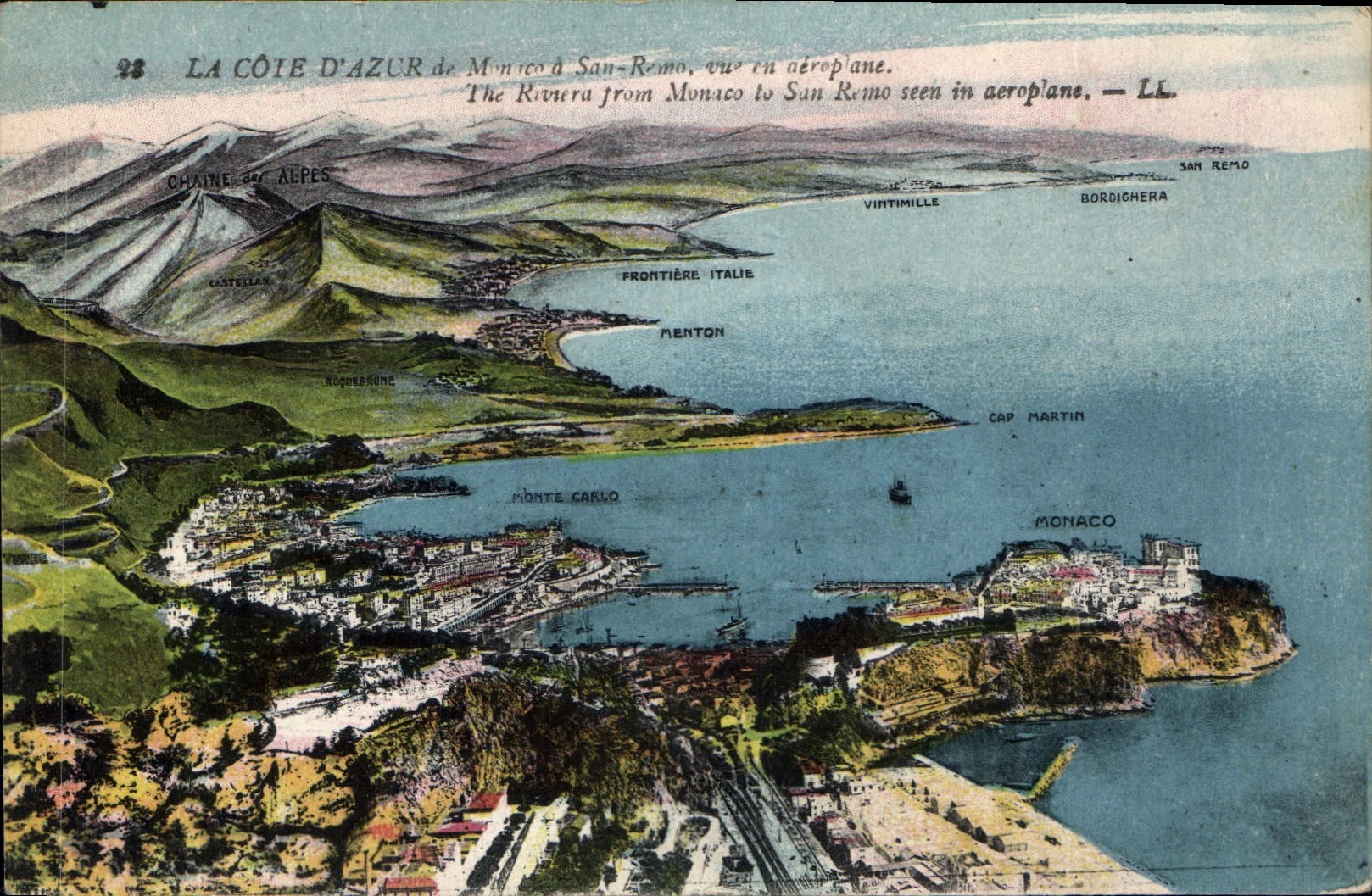 CPA La Cote d'Azur de Monaco a San Remo vue en aeroplane 