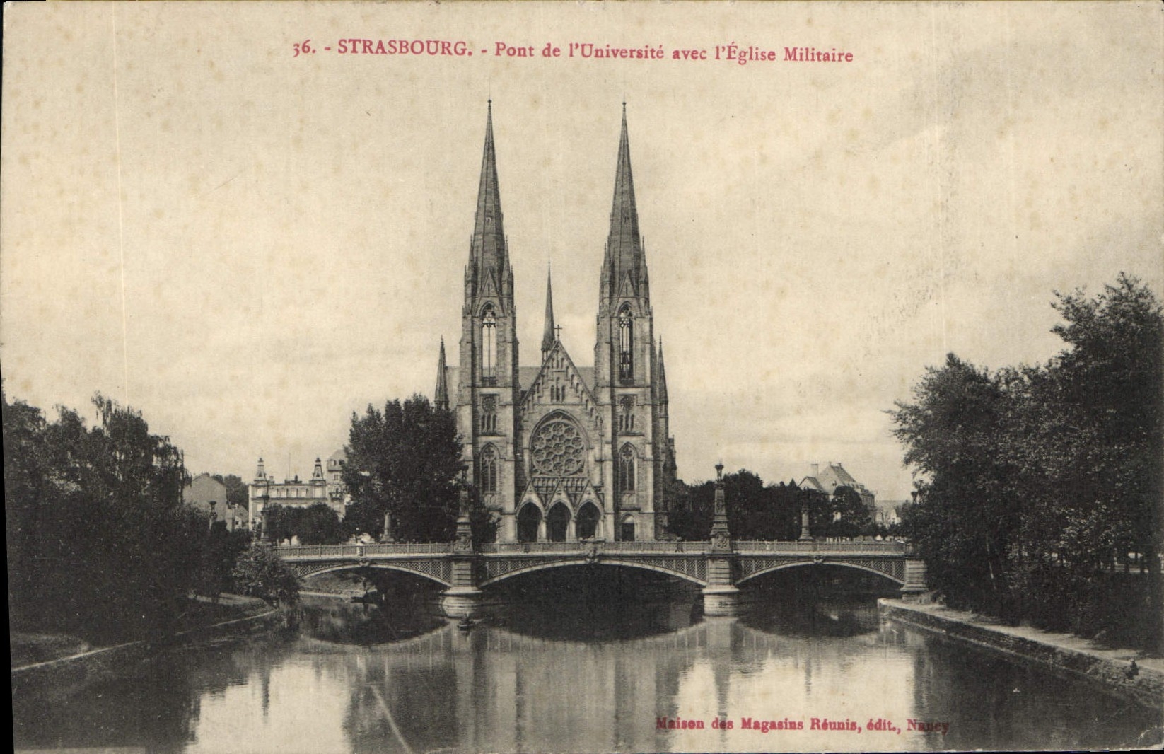 CPA Strasbourg Pont de l'Univeraite avec l'Eglise Militaire 