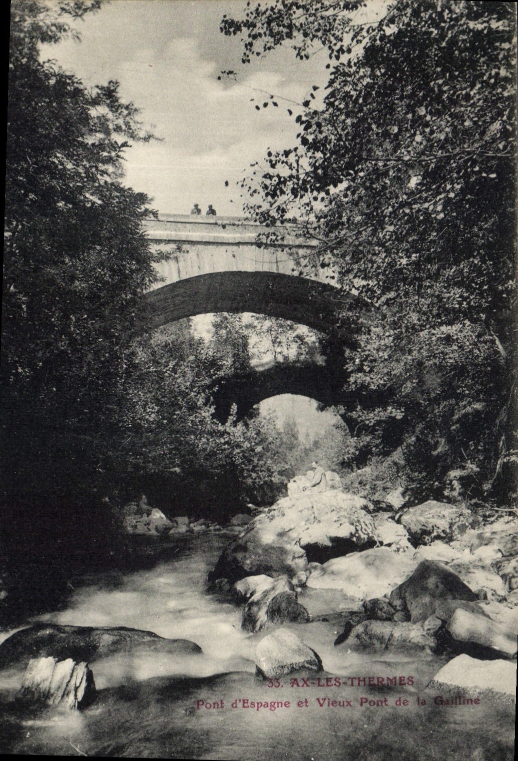 CPA Ax les Thermes Pont d'Espagne et Vieux Pont de la