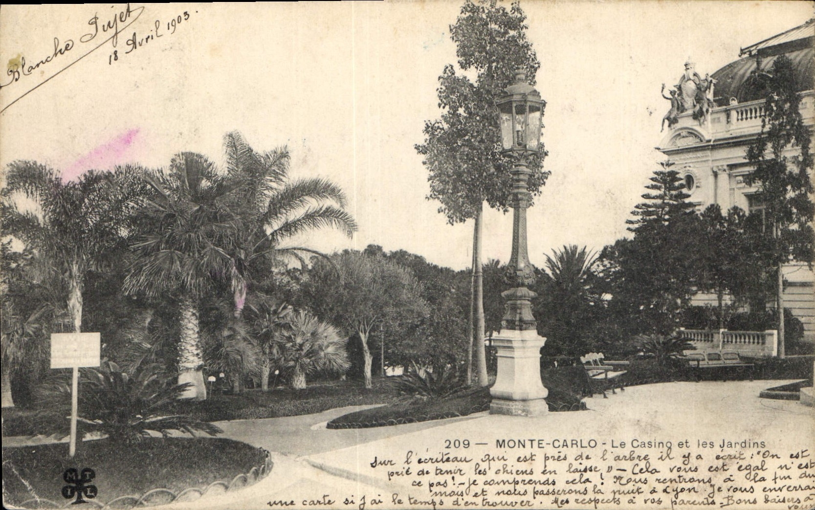 CPA Monte Carlo Le Casino et les Jardins