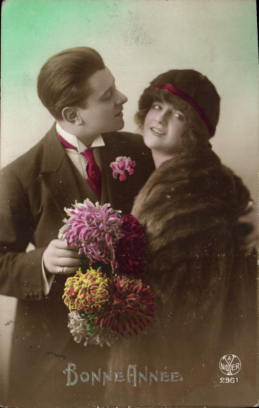 CPA Bonne Annee Femme