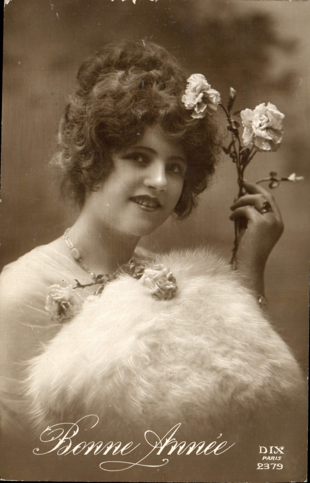 CPA Bonne Annee Femme