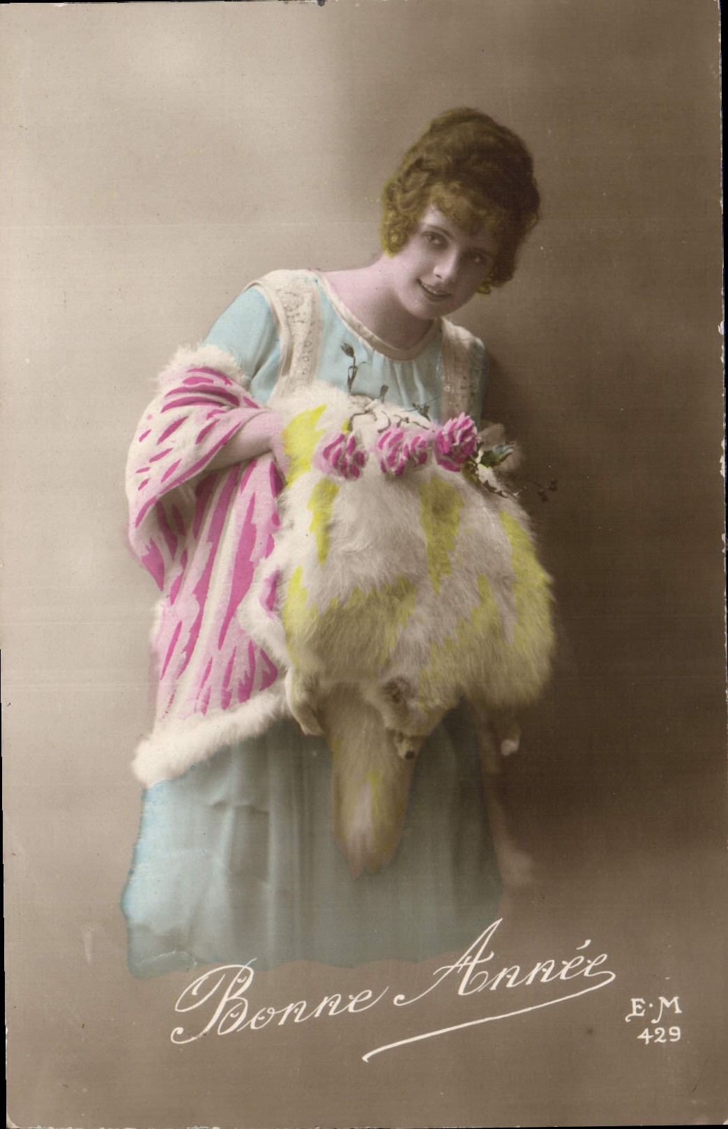 CPA Bonne Annee Femme