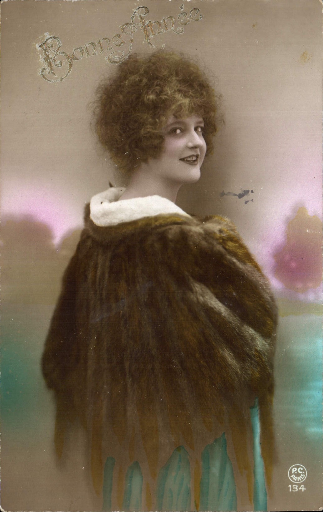 CPA Bonne Annee Femme