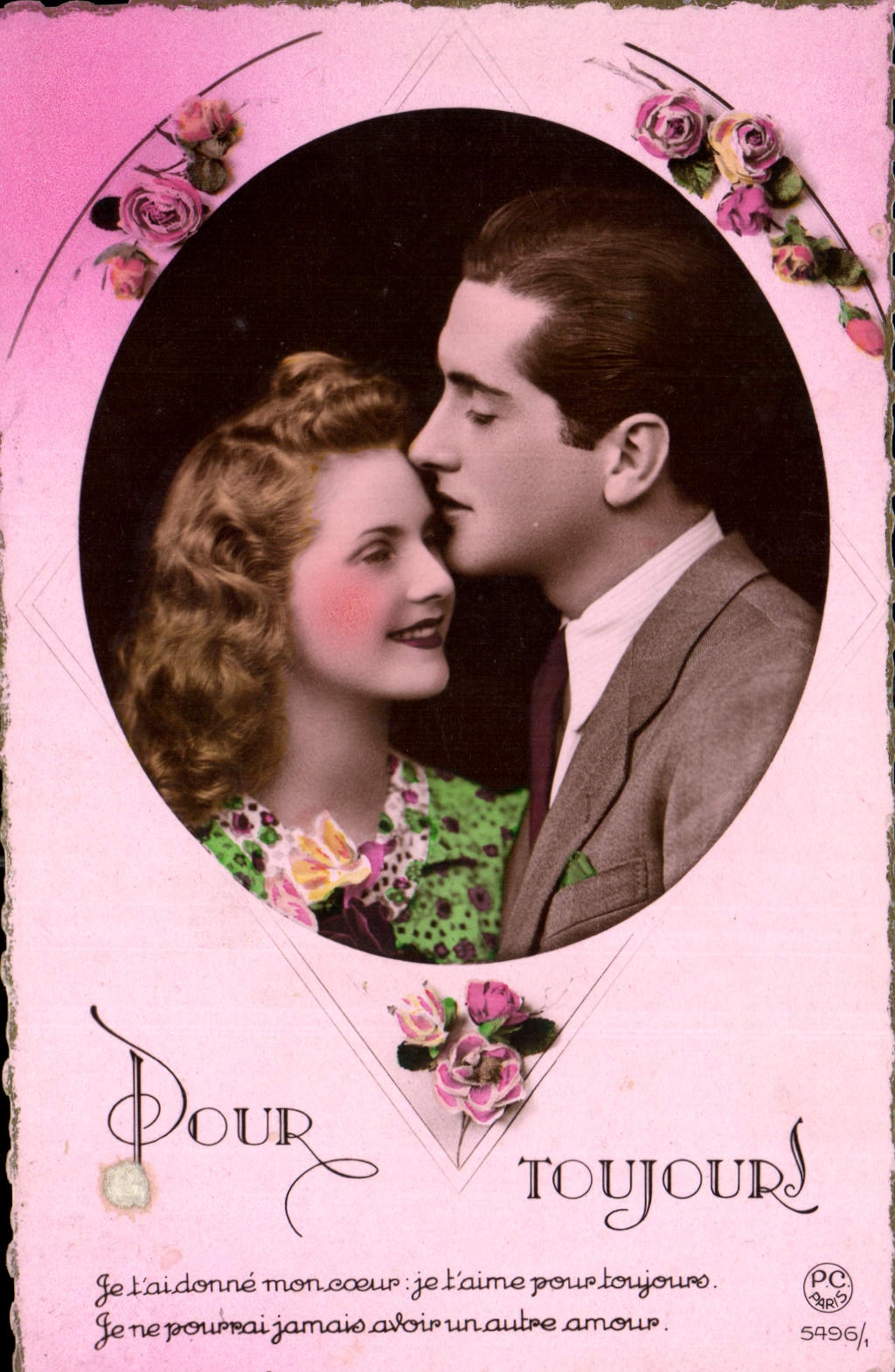 CPA Pour Toujour je t'ao donne mon coeur je t'aime pour toujours je ne purrai jamais avoir unautre a