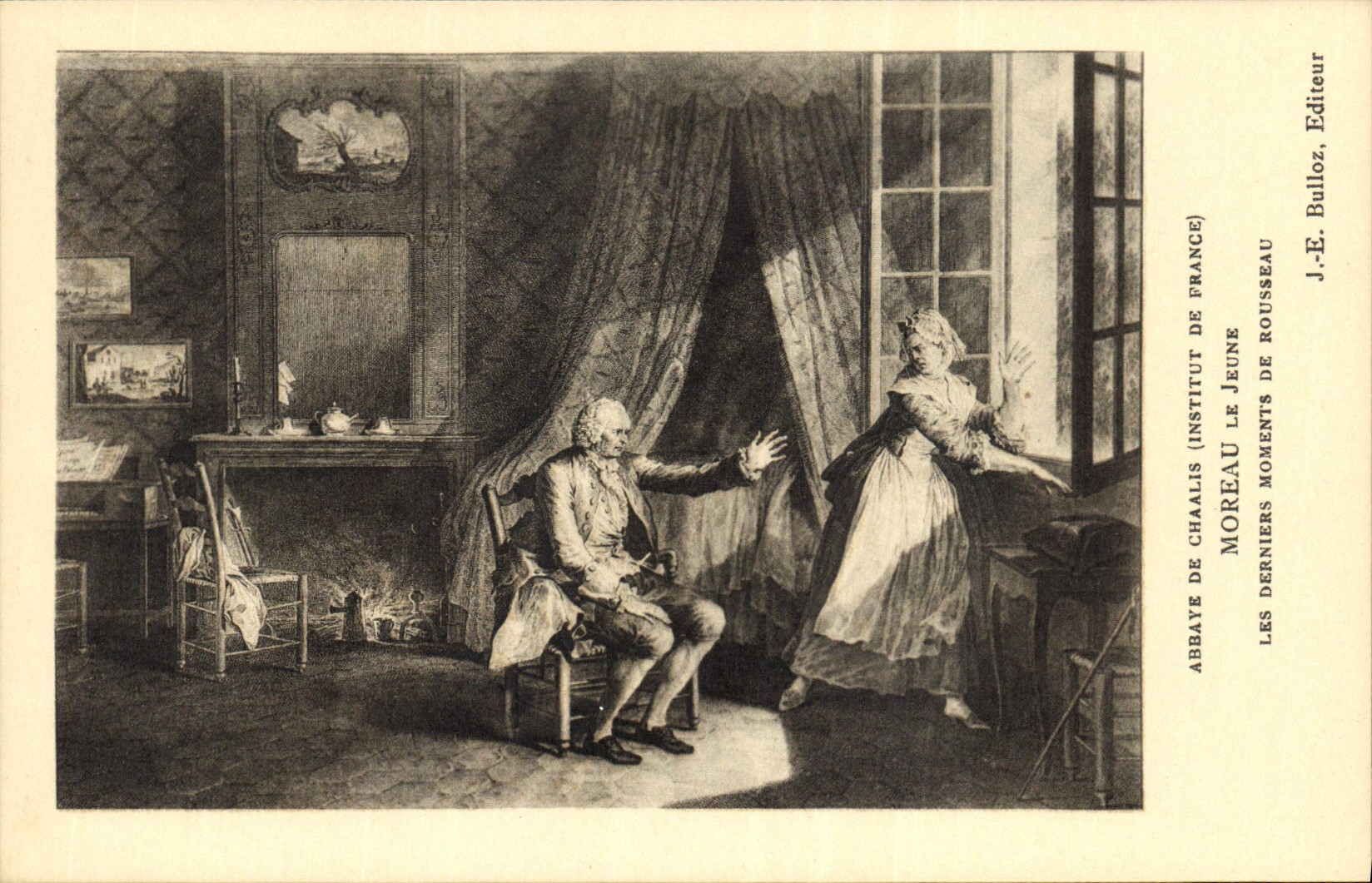 CPA Abbaye de Chaalis Institut de France Moreau le Jeune les Derniers moments de Rousseau 