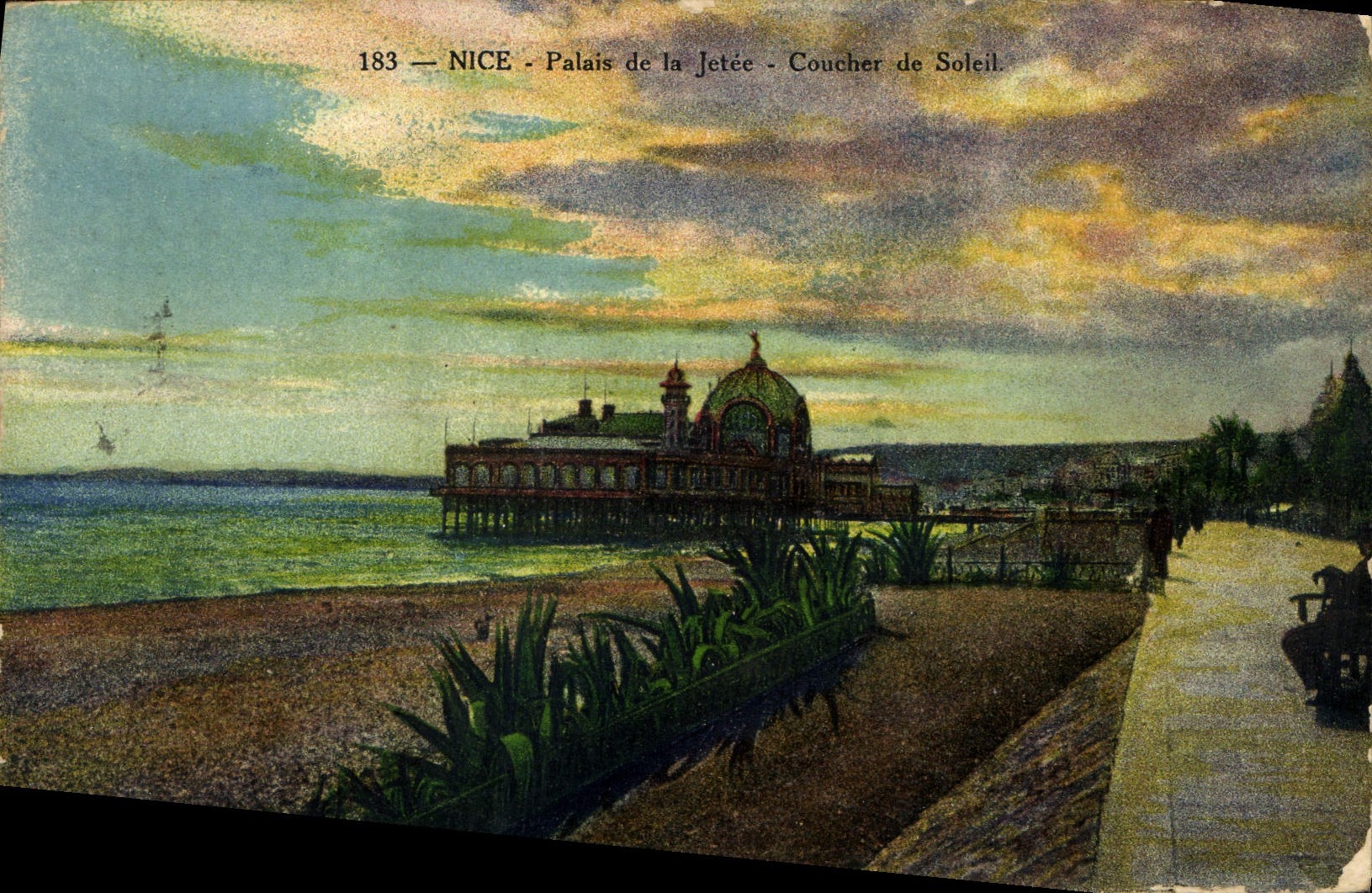CPA Nice Palais de la Jetee Coucher de Soleil 
