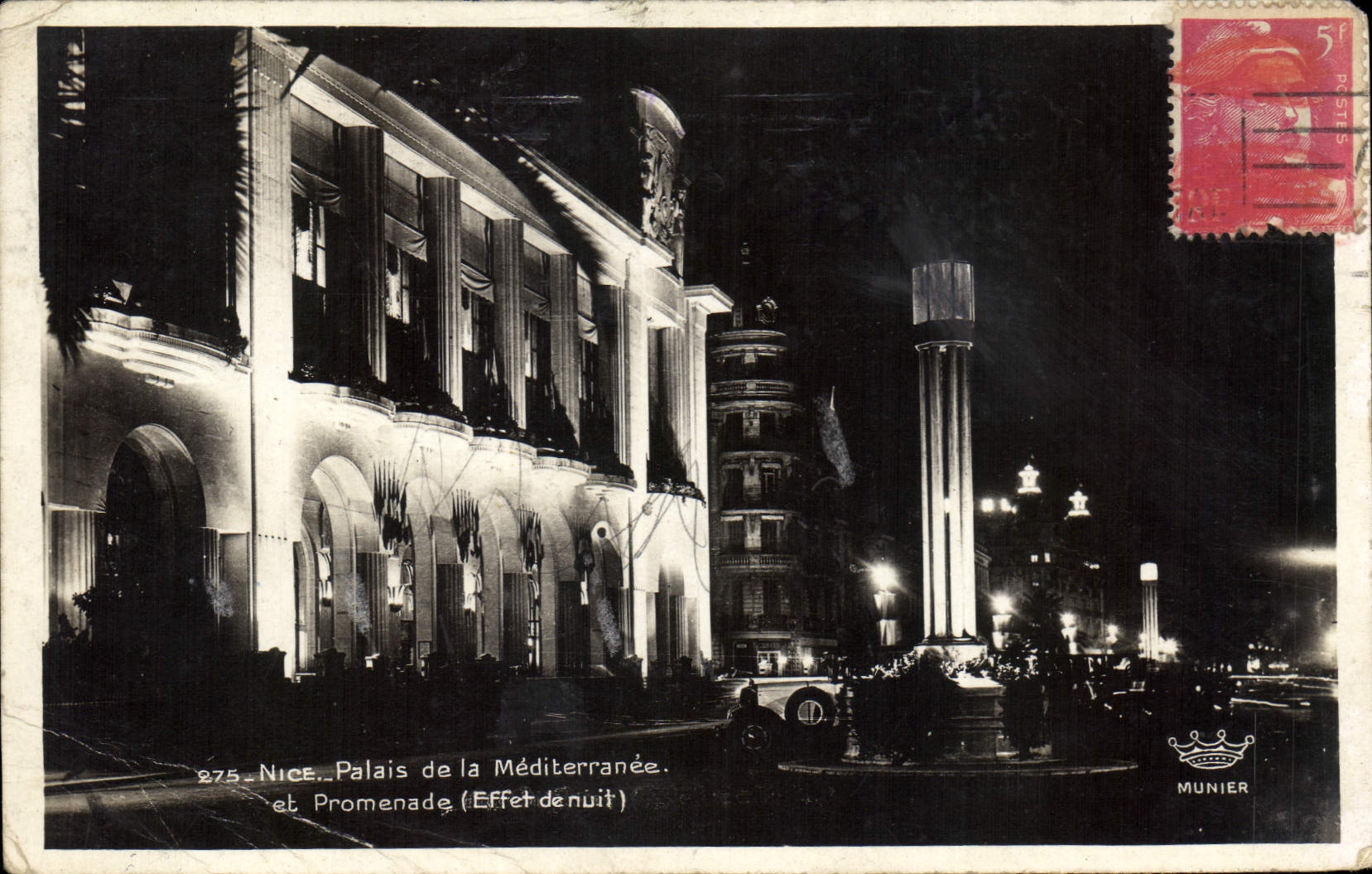 CPA Nice Palais de la Mediterranee et Promenade Effet de nuit