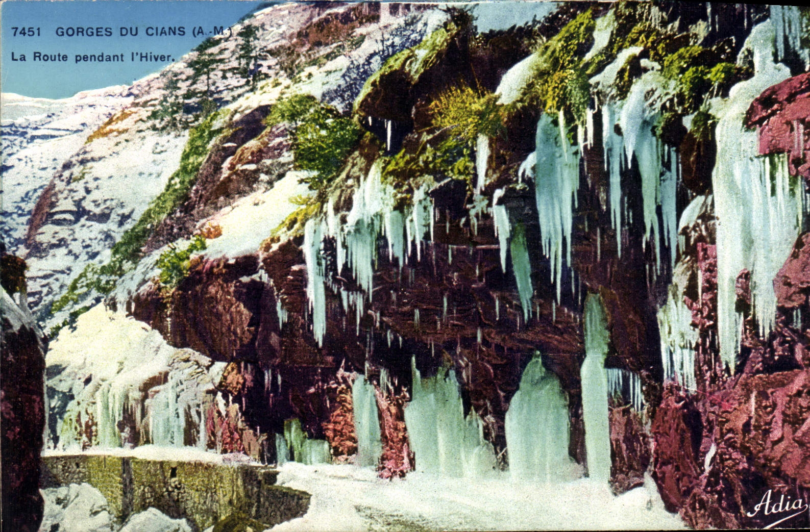 CPA Gorges du Cian A M la route Pendant l'Hiver 