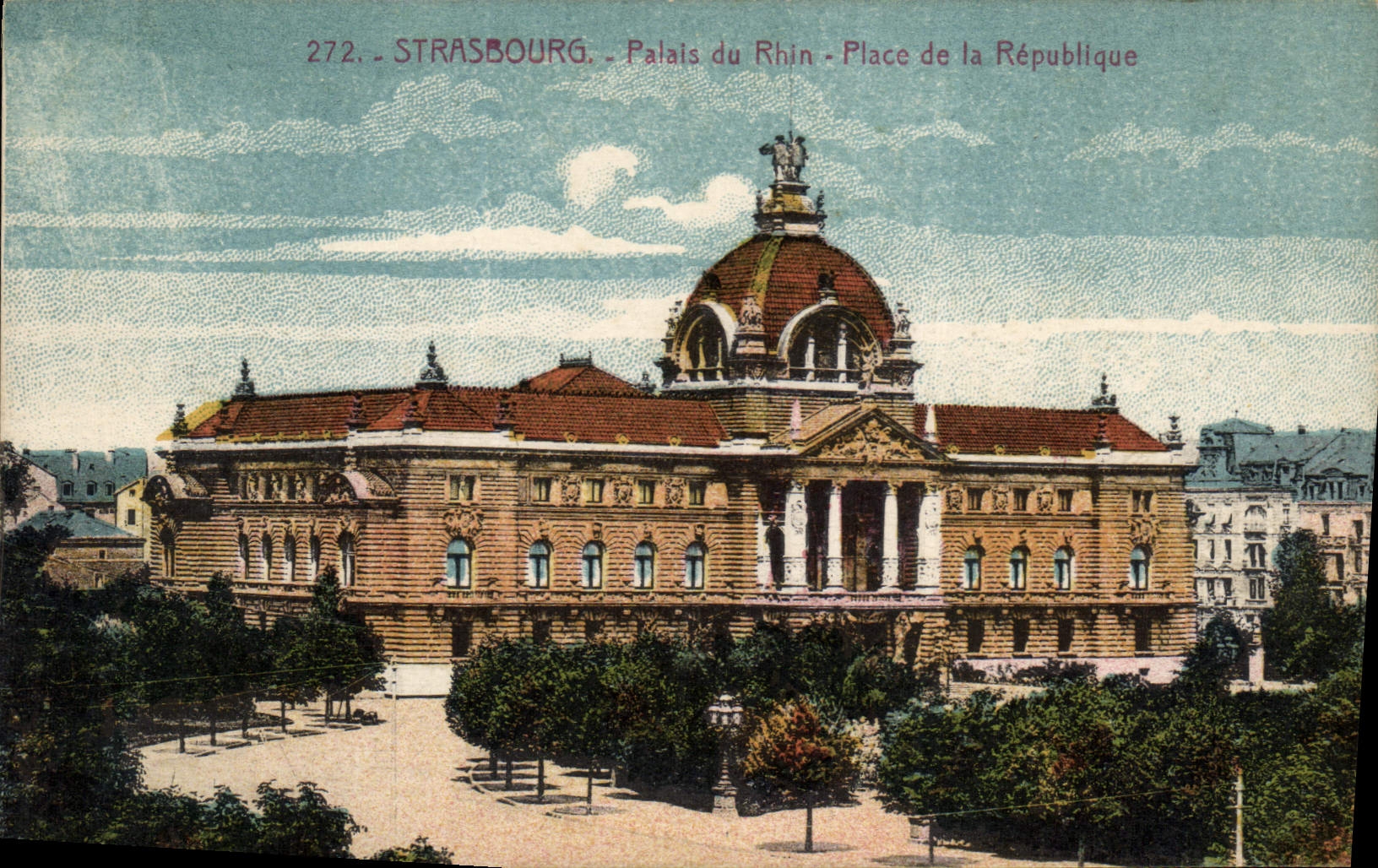 CPA Strasbourg Palais du Rhin Place de la Republique 