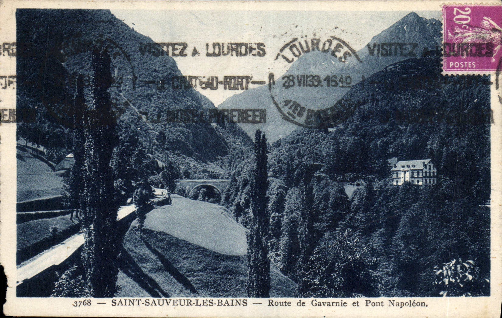 CPA Saint Sauveur les Bains Route de Gavarnie et Pont Napoleon 