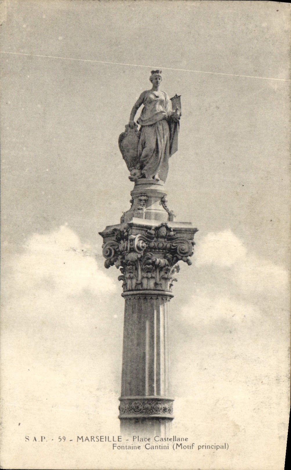 CPA Marseille Place Castellane Fontaine Cantini Mouf principal 