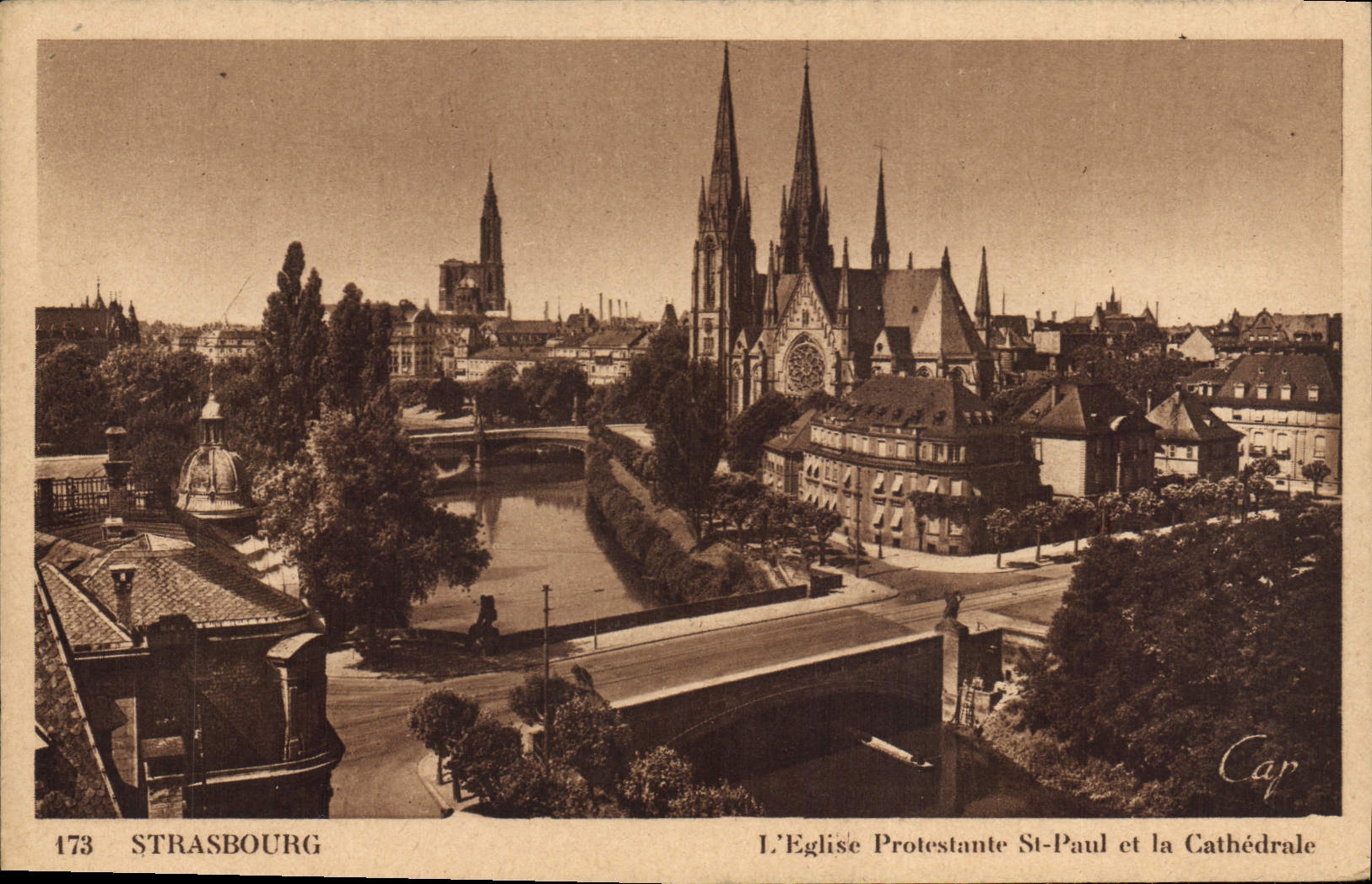CPA Strasbourg l'Eglise Protestante St Paul et la Cathedrale 