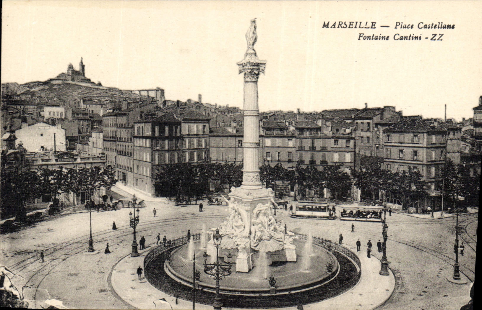 CPA Marseille Place Castellane fontaine Cantini