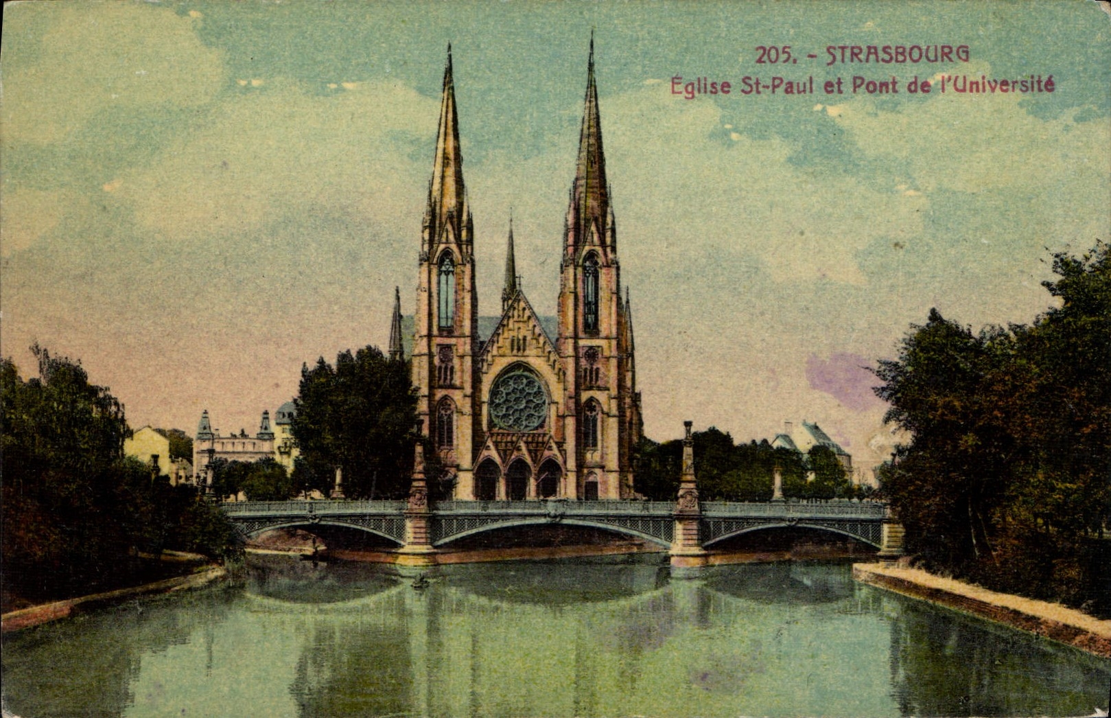 CPA Strasbourg Eglise St Paul et Pont de l'Universite 