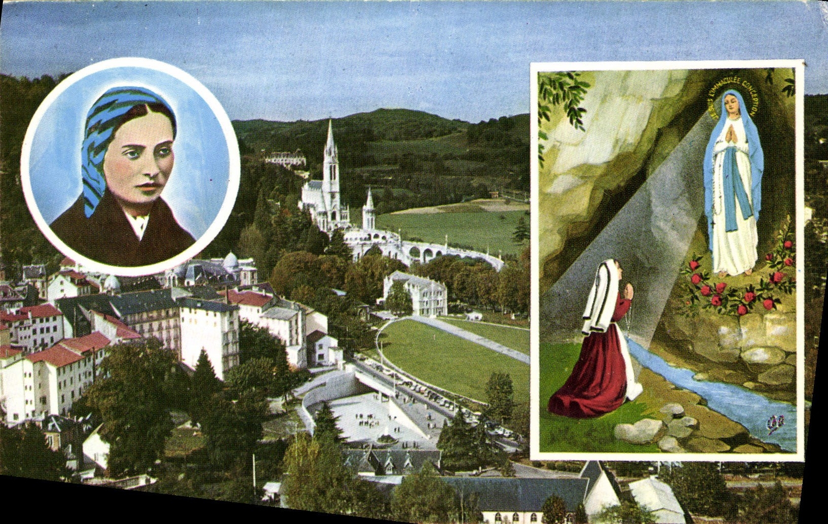 CPA Lourdes Hautes Pyrenees vue generale l'Apparition 