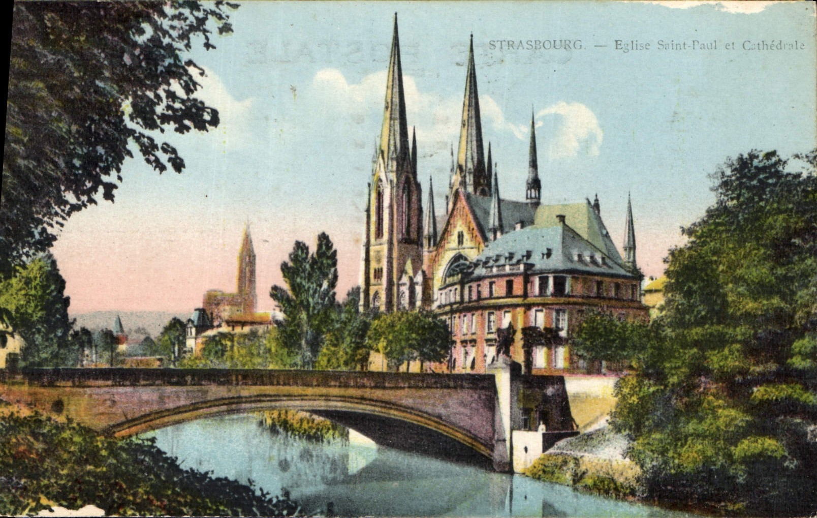 CPA Strasbourg Eglise Saint Paul et Cathedrale 