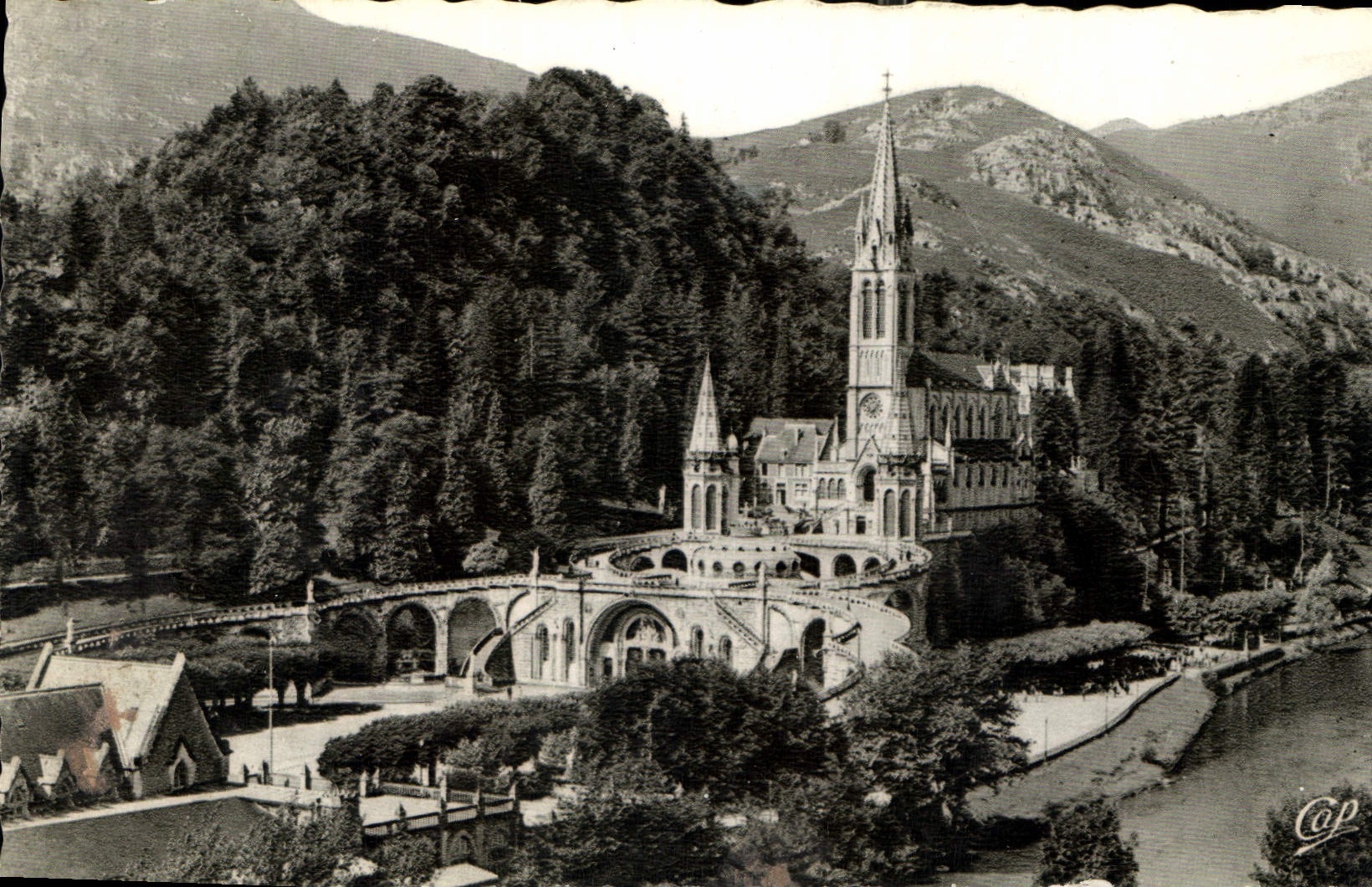 CPA Lourdes La Basilique et le Gave 