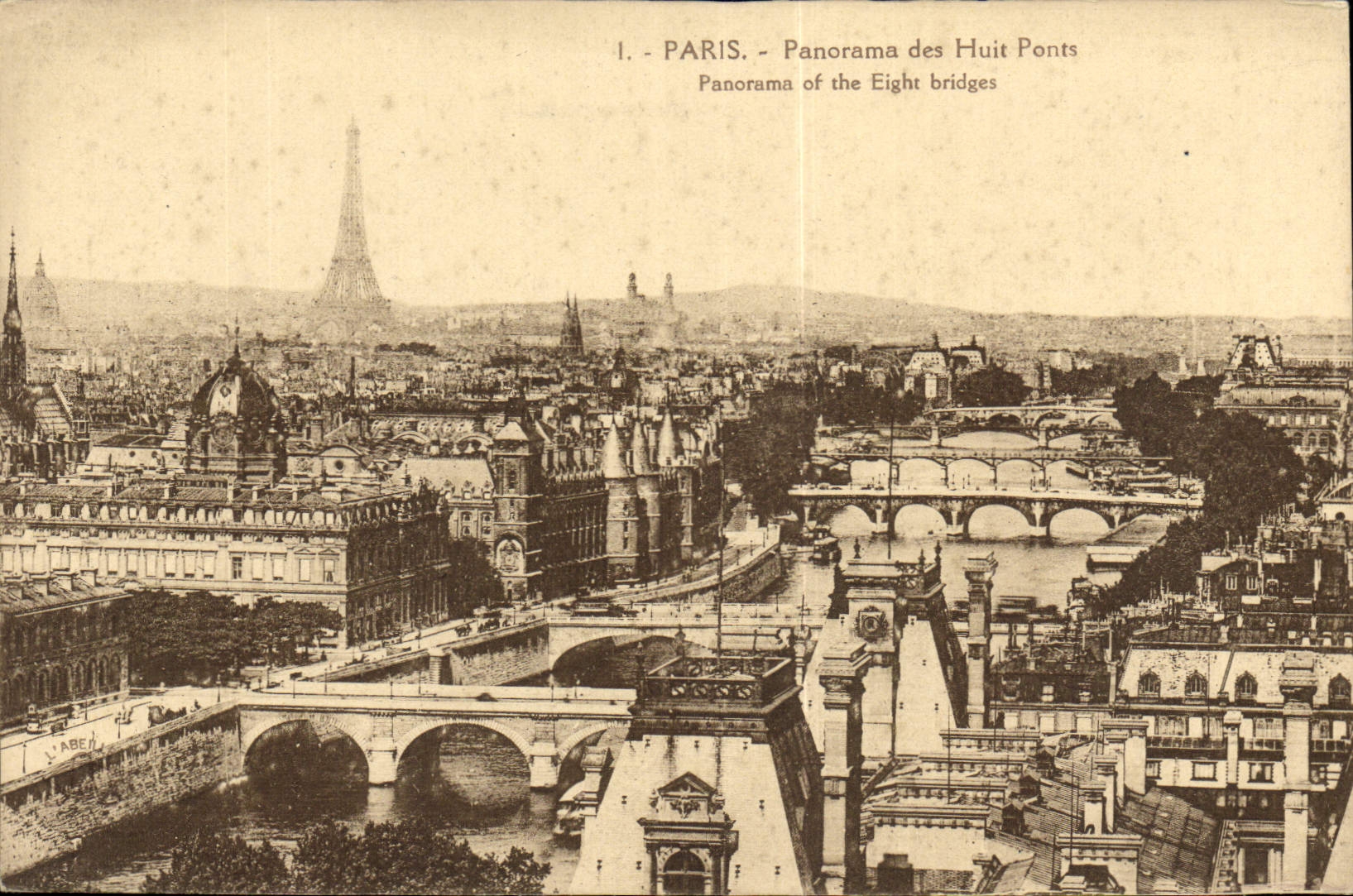 CPA Paris Panorama des Huit Ponts Tour Eiffel