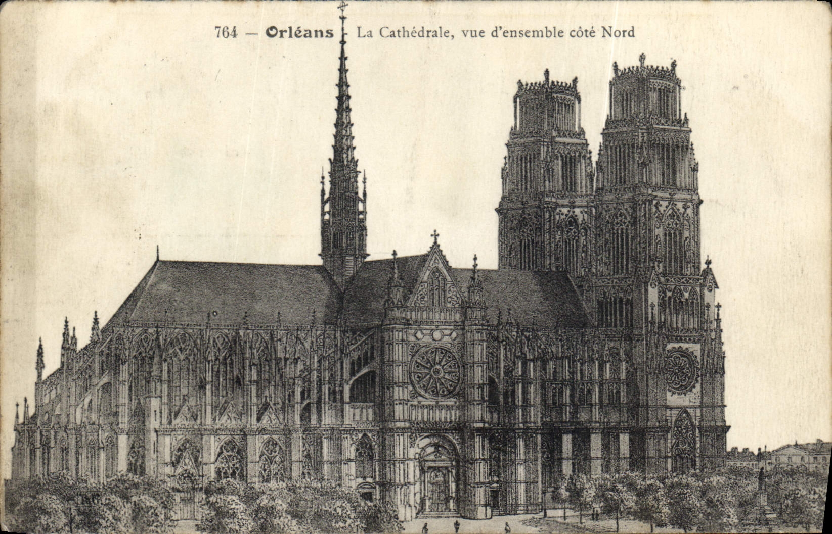 CPA Orleans La Cathedrale vue d'ensemble cote nord