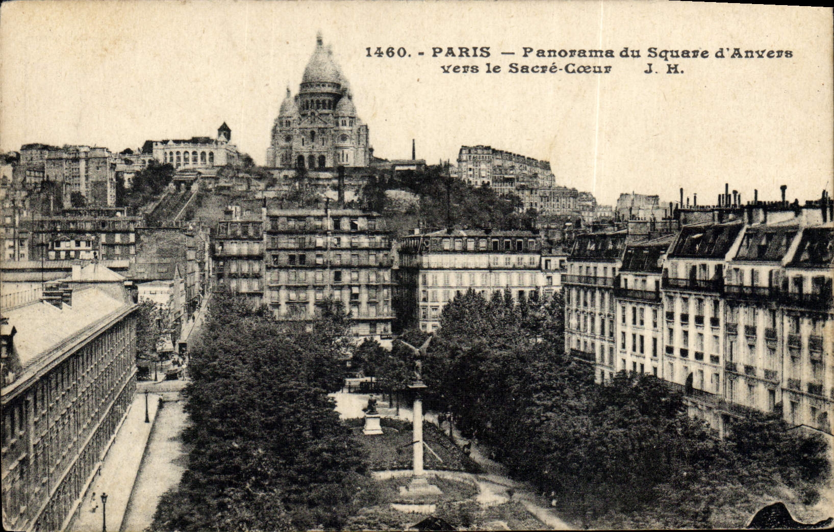 CPA Paris Panorama du Square d'Anvers vers le Sacre Coeur 