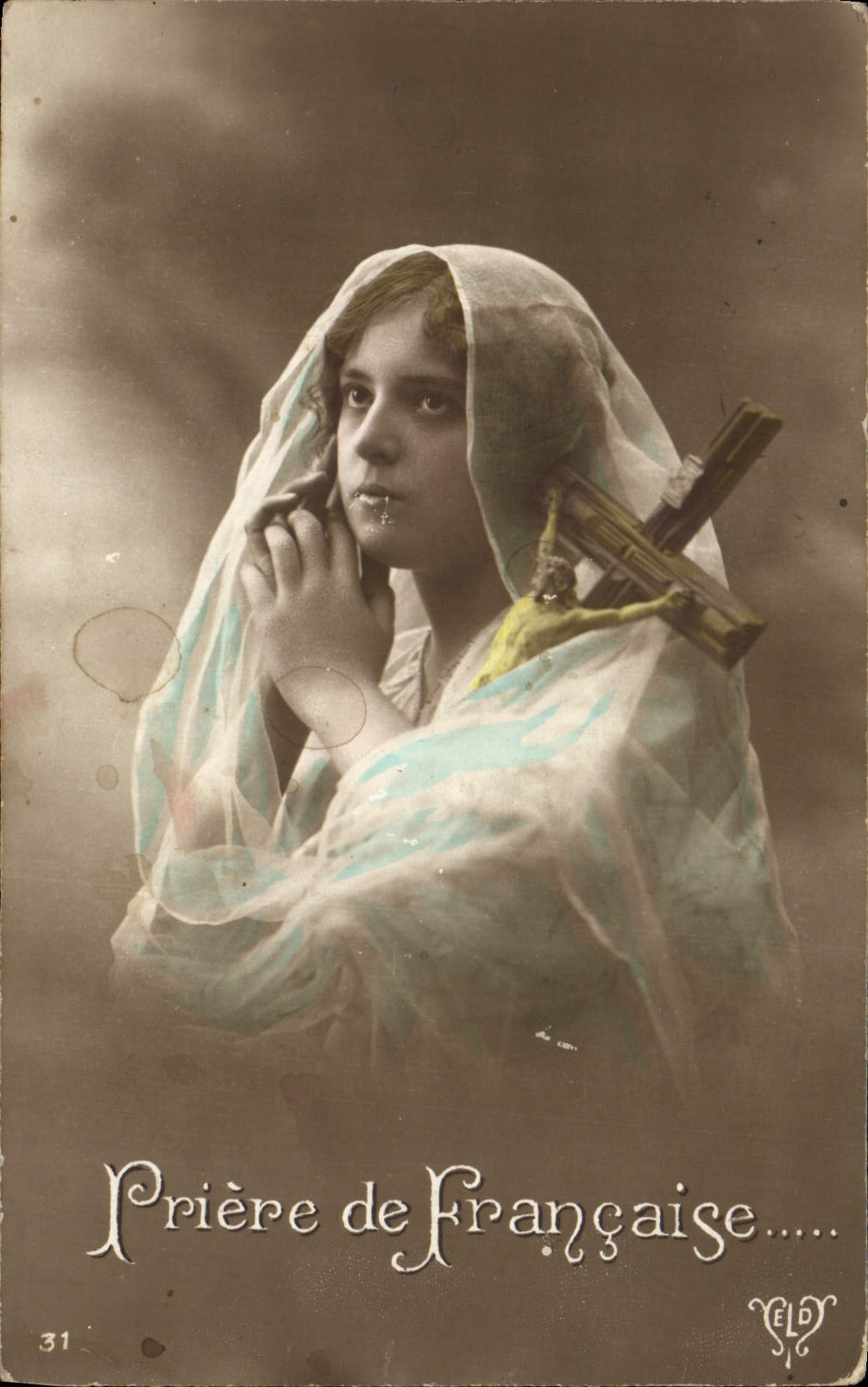 CPA Priere de Francaise Femme