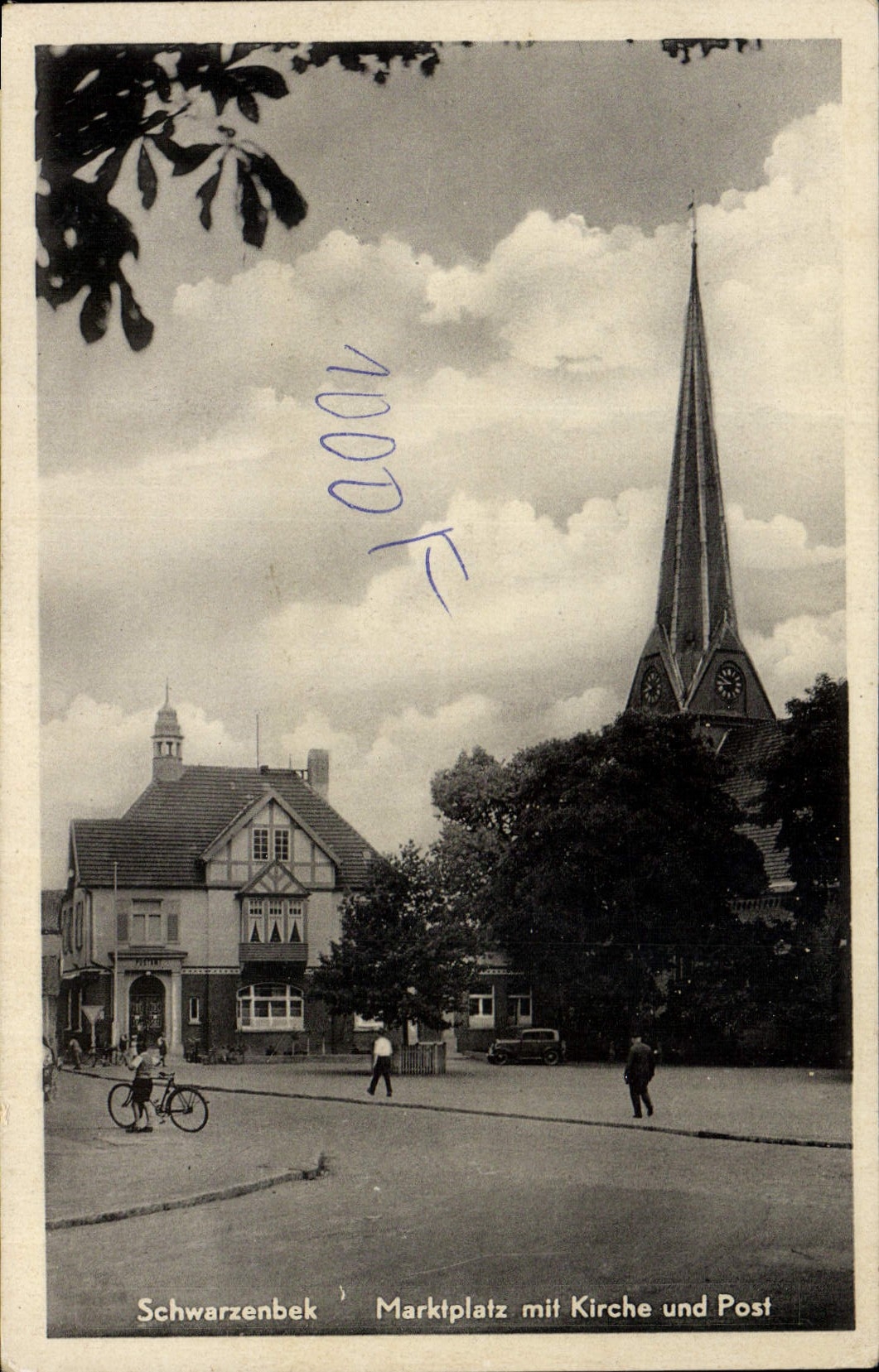 CPA Schwarzenbek Marktplatz mit Kirche und Post