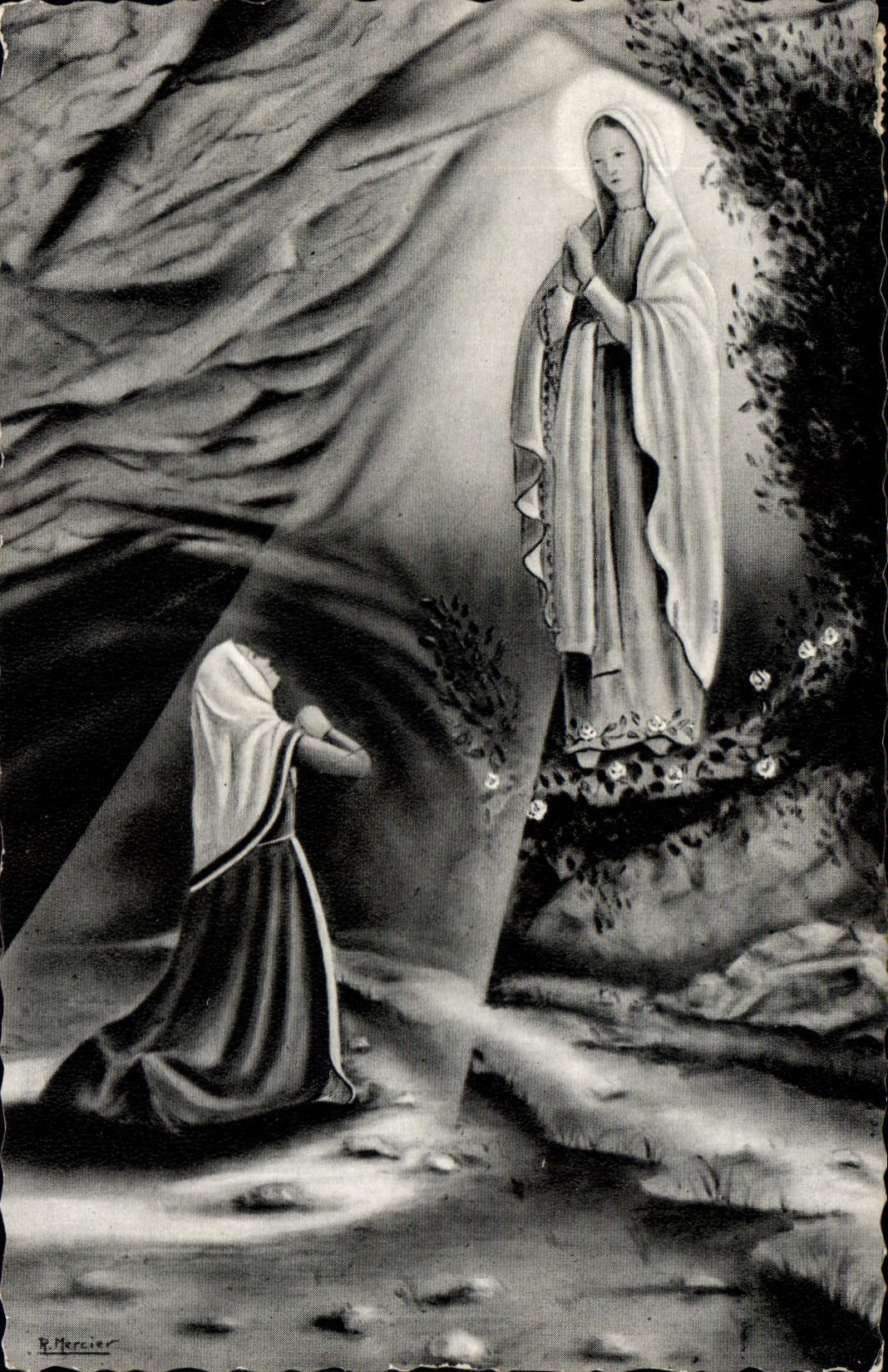 CPA Lourdes l'apparition de Notre Dame de Lourdes Saint Bernadette 