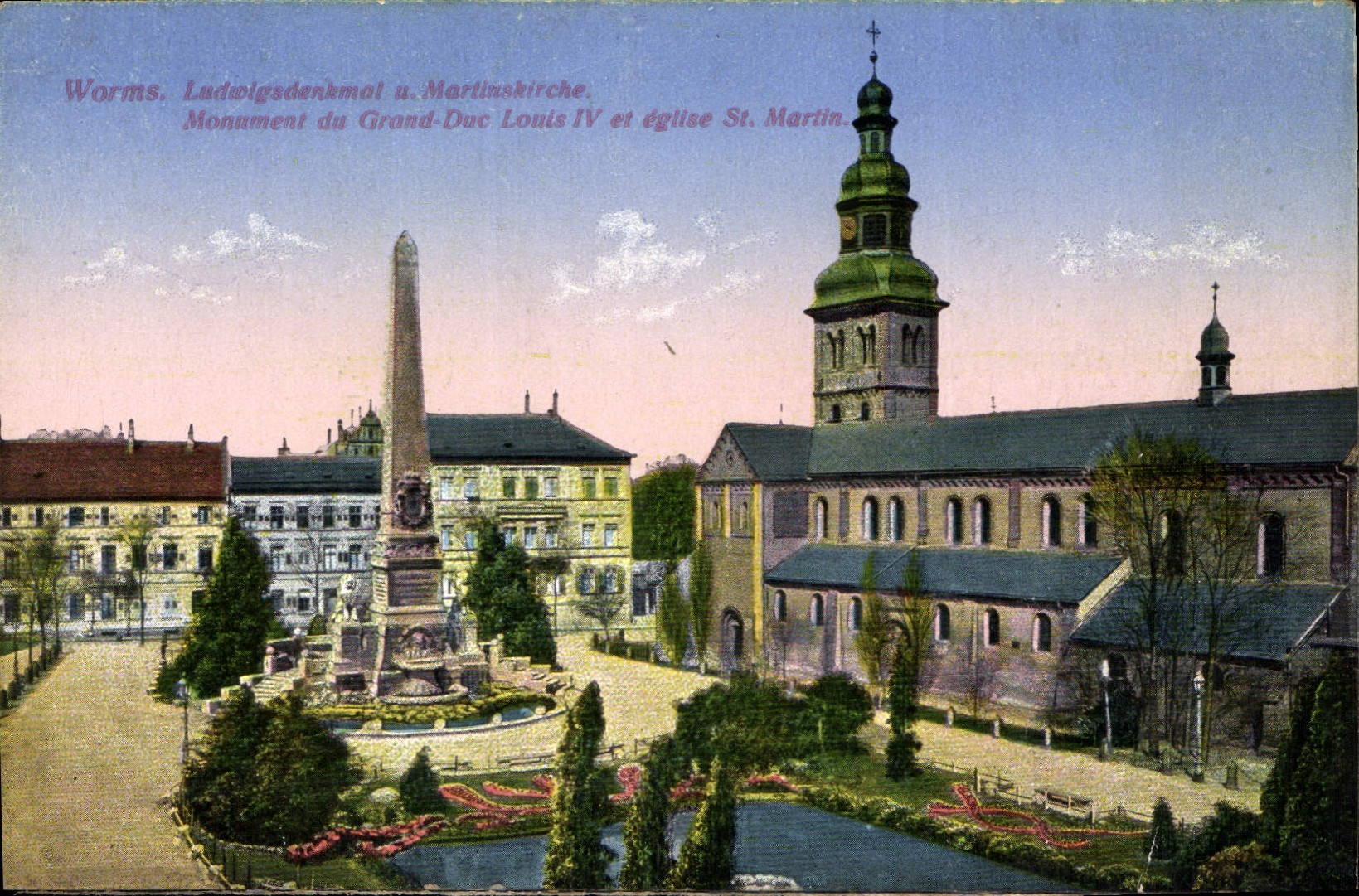 CPA Worms Monument du Grand Duc Louis IV et eglise St Martin 