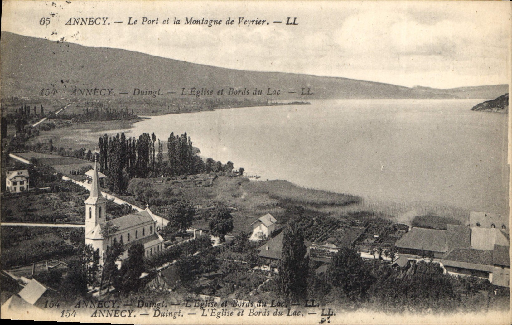 CPA Annecy Duingt l'eglise et Bords du Lac
