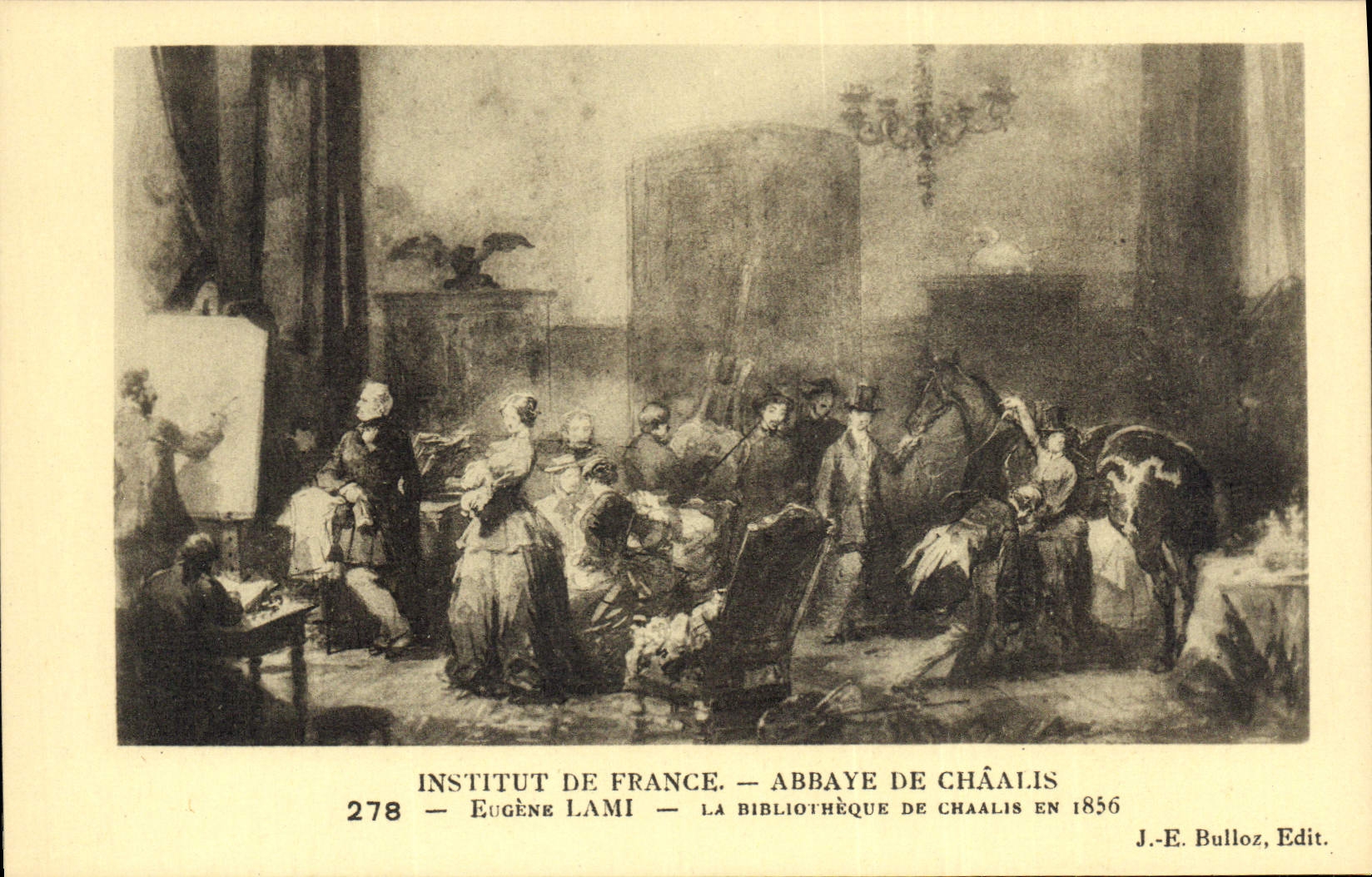 CPA Institut de France Abbaye de Chaalis Eugene Lami la Bibliotheque de Chaalis en 1856